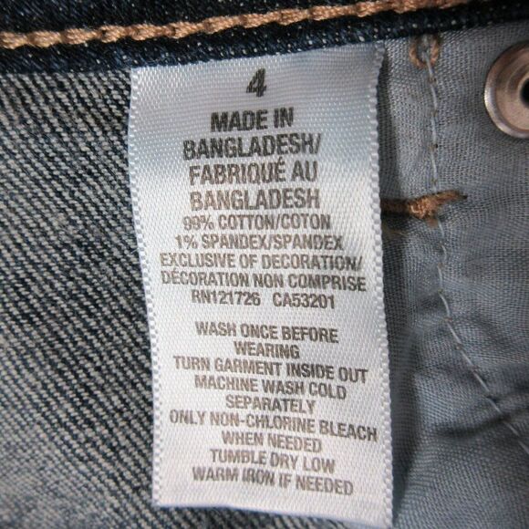 AEROPOSTALE Midi Cuffed Distressed Jean Shorts Sz 4 Ripped Blue Denim Hot Pants - Picture 7 of 13